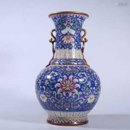 chinese yangcai porcelain binaural vase