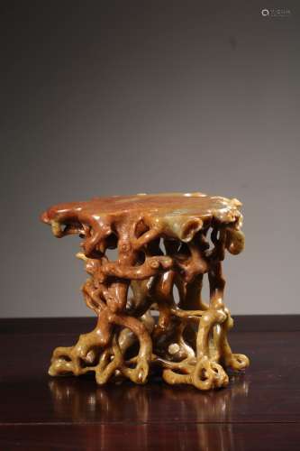 chinese openwork shoushan stone table stand