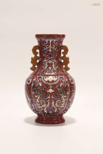 chinese yangcai porcelain binaural vase