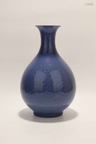 chinese blue glazed porcelain pear shaped vase