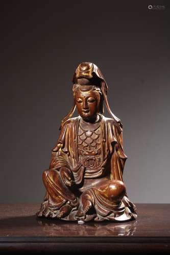 chinese sandalwood guanyin statue