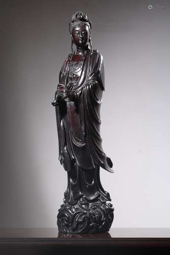 chinese red sandalwood guanyin statue