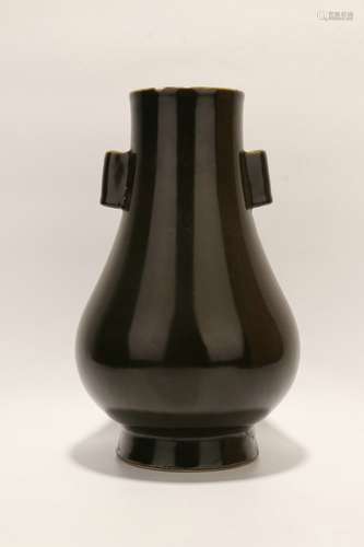 chinese teadust glazed porcelain binaural vase