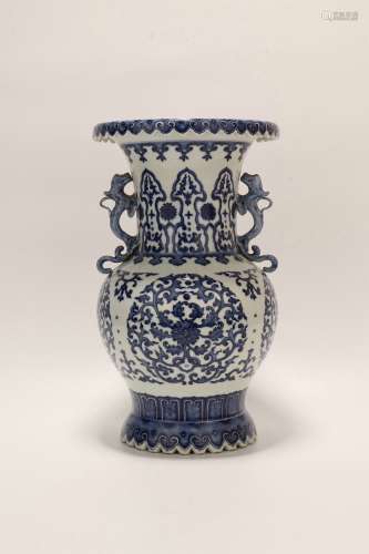 chinese blue and white porcelain binaural pot