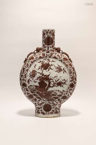 chinese underglaze red porcelain moonflask