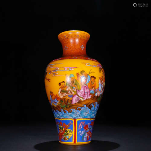 chinese glass enamel vase