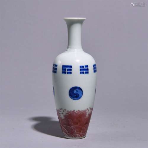 A BLUE AND WHITE UNDERGLAZED-RED BOTTLE