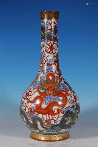 ENAMEL SEA WATER DRAGON PATTERN LET DOWN A BOTTLE