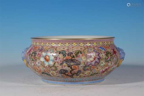 DOUBLE EAR WATER BOWL WITH COLORFUL FLOWER PATTERNS