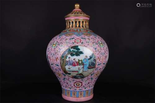 COLORFUL WINDOW OPENING FIGURE FLOWER DECORATIVE LID JAR