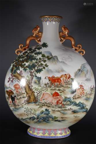 PASTEL LANDSCAPE BAIMA DECORATIVE VASE HOLDING THE MOON