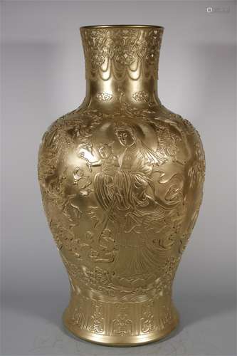 CARVED GUANYIN BOTTLE WITH KYLIN'S SON GIVING PATTERN