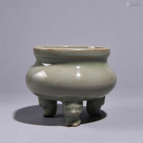 A TRI-LEGGED INCENSE BURNER FROM LONGQUAN KILN