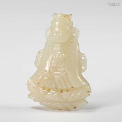 Chinese White Jade Buddha Pendant