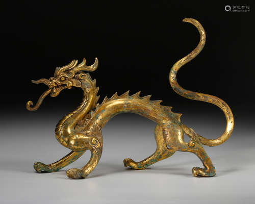 Chinese Gilt Bronze Dragon