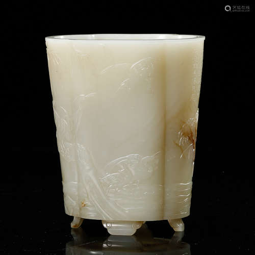 Chinese White Jade Carved Vase