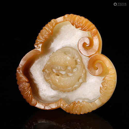 Chinese White Jade Carved Brush Washer