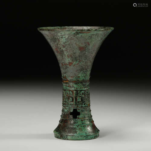 Chinese Bronze Gu Vase