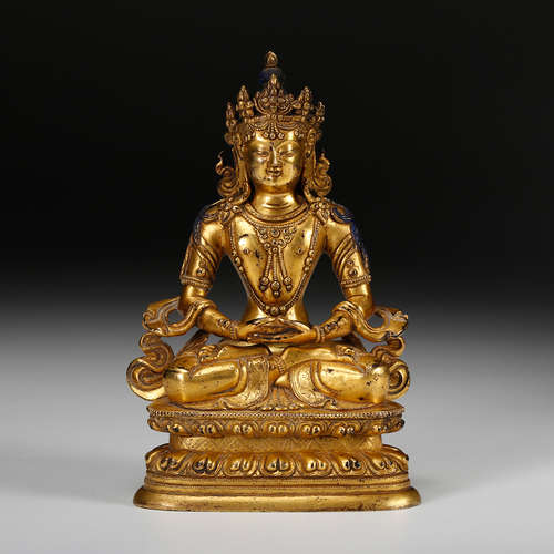 Chinese Gilt Bronze Seated Amitayus