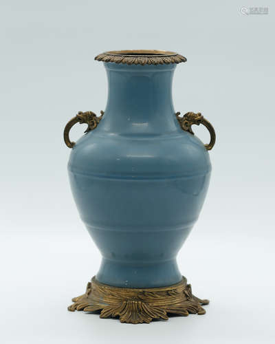 Chinese Blue Glazed Porcelain Vase