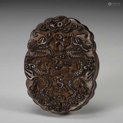 Chinese Chenxiang Wood Plaque Pendant