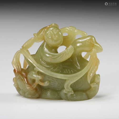 Chinese Yellow Jade Boy Pendant