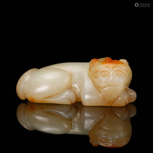 Chinese White Jade Beast Pendant