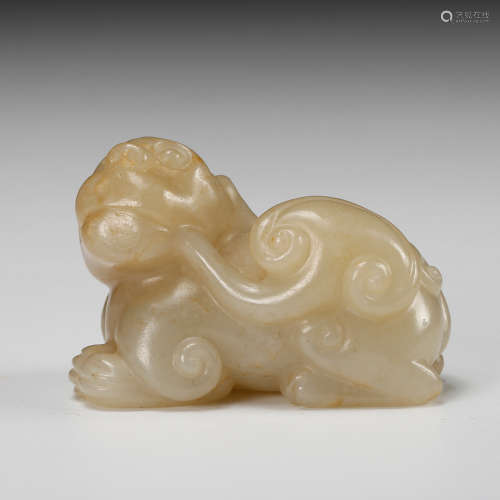 Chinese Celadon Jade Carved Beast