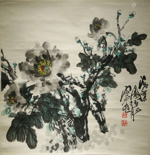 Chinese Ink And Color Scroll Painting