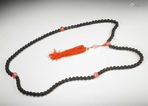 Chinese Chenxiang Wood Beads Necklace