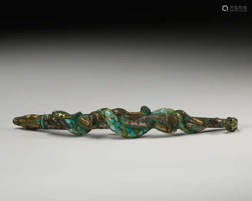 Chinese Gilt And Turquoise Inlaid Bronze Ornament