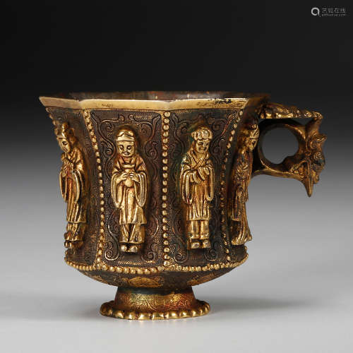 Chinese Gilt Silver Figurine Cup