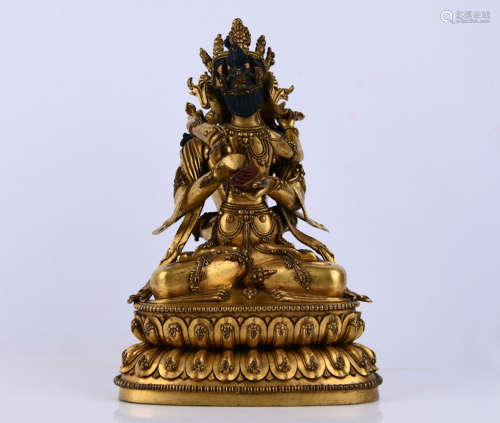 Chinese Gilt Bronze Seated Nandikesvara