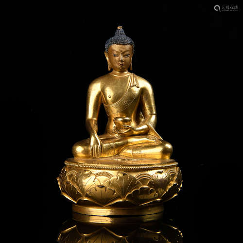 Chinese Gilt Bronze Seated Bhaisajyaguru