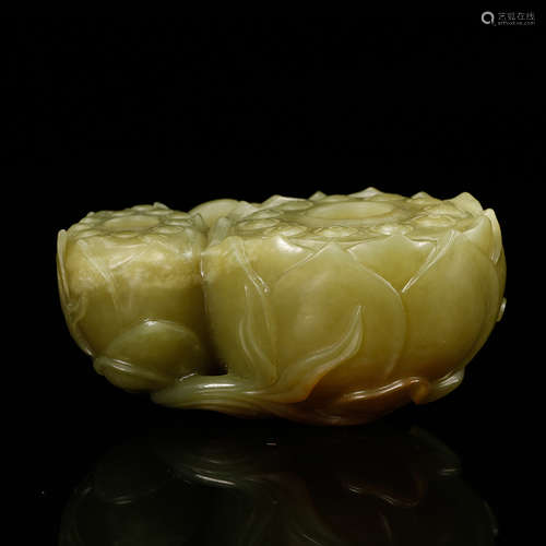 Chinese Yellow Jade Carved Lotus