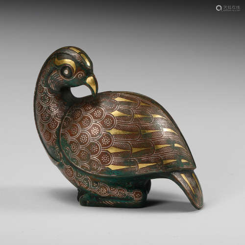 Chinese Gilt Inlaid Bronze Bird