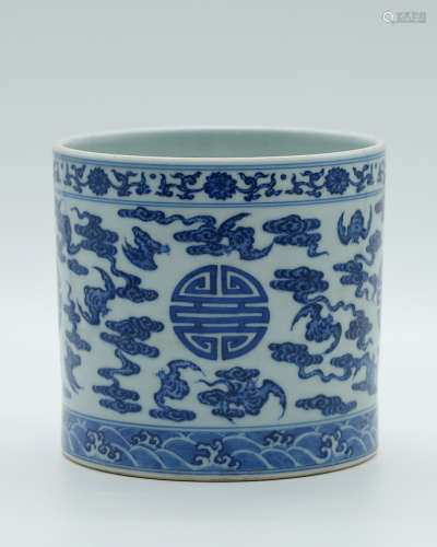 Chinese Blue White Porcelain Brush Pot