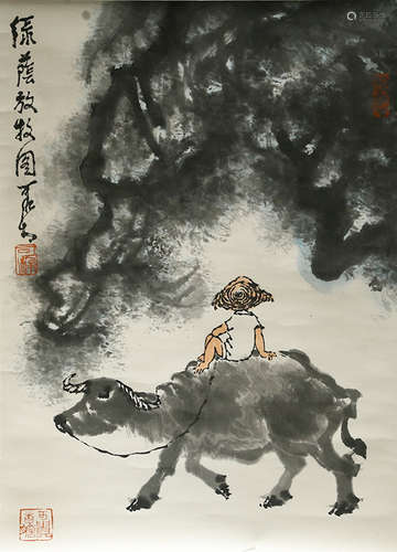 Chinese Ink And Color Scroll Painting