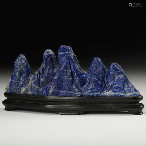 Chinese Lapis Lazuli Brush Rest W Stand