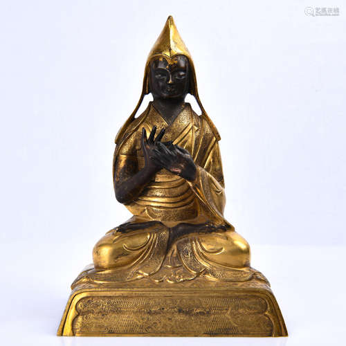 Chinese Gilt Bronze Seated Tsongkhapa