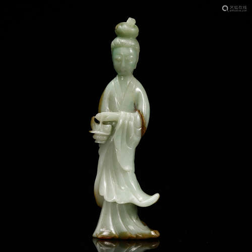 Chinese Jadeite Carved Lady Figurine