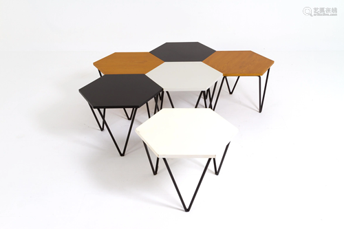 GIO PONTI. Six iron tables. ISA BERGAMO. 1950s