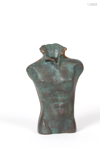 Bronze sculpture 'MALE BUST'. 20th century