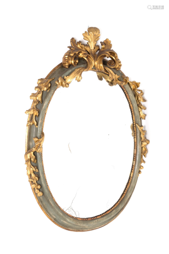 Oval frame in wood with a mirror. 18th century
