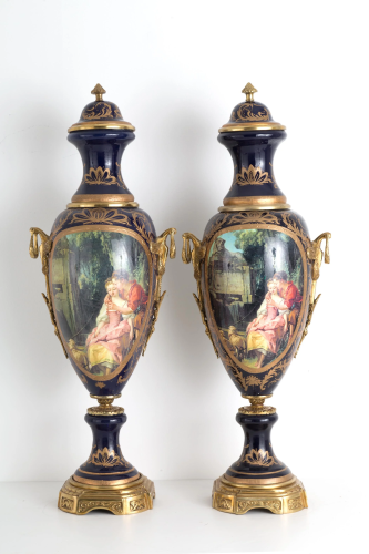 Ceramic vase with bronze details. Sevres. 20th c
