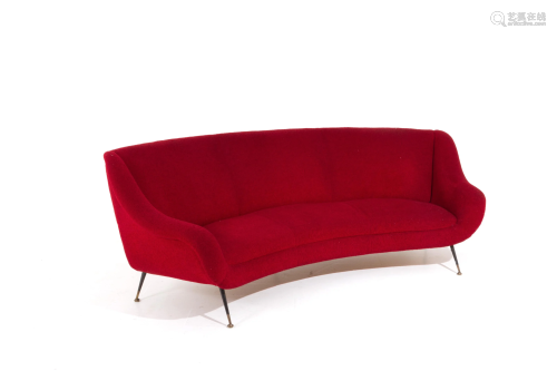 GIGI RADICE. Red wool sofa. 1950s