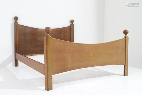 LUIGI CACCIA DOMINIONI. Rare wooden bed. 1950s