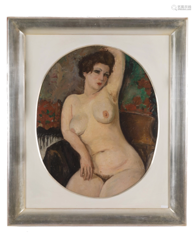 Oil on plywood ''FEMALE NUDE''. Early 20th c.