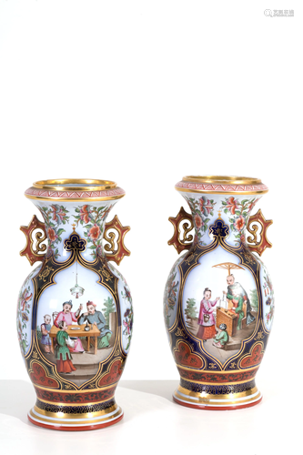 Two porcelain porcelain vases. France. 19th c