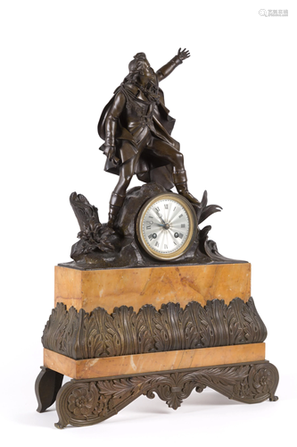 Burnished bronze clock. Late 19th century